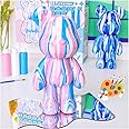 Coniuty DIY Creative Blank Painting Fluid Bear Figure Kit, Multicolor Mix Paint Design for Home Decoration (Pink, Fluid Bear) (CFBF02)
