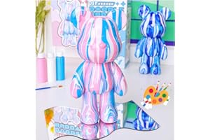 Coniuty, DIY Kreativ-Set mit unbemalter Fluid-Bärenfigur, mehrfarbiges Farbmisch-Design zur Wohnraumdekoration (Pink, Fluid Bear)