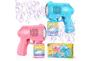 Panamalar 2 Packs Bubble Gun, Automatic Bubble Machine for Kids, 10000+Bubbles/Min Bubble Blower with 130ml Solution, Portable Bubble Making Toys for Outdoor Party Wedding Birthday Gift