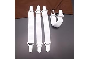BEUFEE 4er-Pack Spannbettlaken-Halter, Bettlaken-Hosenträger, verstellbare Bettlaken-Gurte, Befestigungsclips, elastische Verschlüsse für Bettsofa(Weiß)