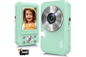 BOFYPOO Digitalkamera, Fotokamera Kompaktkamera mit 32GB Karte, FHD 1080P 44MP mit 16-fachem Digitalzoom, Fotoapparat Tragbare Minikamera für Jugendliche, Kinder, Studenten (grün)