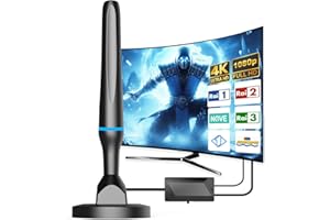 DGUPSP Antenna TV Interna Amplificata Potente - Antenna Digitale Terrestre Interni ed Esterni DVB-T/DVB-T 2 - Antenna TV Portatile con Base Magnetica, Supporta 4K HD/VHF/UHF per Smart Televisione/Radio