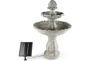 Blumfeldt Vogelsbrunn - Bird bath fountain, Solar Fountain, Ideal for Decorating Your Garden, Solar Panel, 3 W, Battery 7.4 V / 2000 mAh, 2 stages, Miniature Pump, 250 l/h, Gray