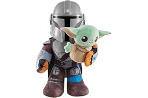 MATTEL PLUSH LICENSED Star Wars Clan of Two Sound Mandalorian pluszowe zwierzątko (28 cm) z Grogu (10 cm), inspirowane serią Książka Boba Fett na antenie Disney+, zabawka dla dzieci, od 3 lat, HPC19