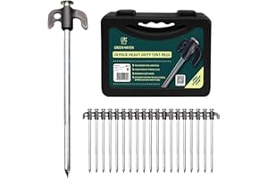 Green Haven 20 Pack Heavy Duty Tent Pegs - Durable Galvanised Steel Ground Stakes Rust-Resistant Tent Pegs Metal Heavy Duty for Camping, Gazebos, Hiking & Outdoor