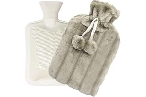 COTTON YANGDA Hot Water Bottle with Super Soft Plush Cove | Large Hot Water Bottle with Faux Fur Cover 2L, Cosy Bed Warmer & Soft Bag Cover
