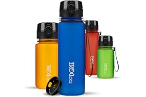 720°DGREE Butelka dla dzieci 500ml "uberBottle" softTouch +Sitko - Szczelna, Wolna od BPA - Butelka na szkołę, na wode wykonana z Tritan Sport, Fitness - Smukła, lekka, odporna, wielokrotnego użytku.