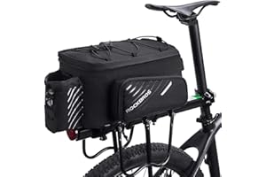 ROCKBROS Borsa Bici Posteriore, Portapacchi Laterali MTB - Bagagli per Bicicletta - Bauletti Multifunzionale, Grande Capacità Estensibile 9-12L per Ciclismo con Copertura Anti-Pioggia
