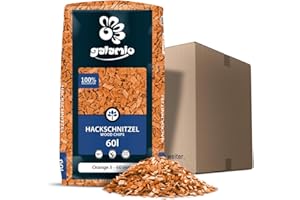 GALAMIO Wood Chips Orange Wood Chips Mulch Natural Forest Pine Pinus Sylvestris Garden Decor Wood Chopper Coarse 5-60 mm 60 L Bag / 1 Box Paligo