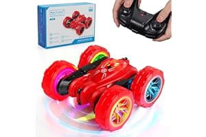MaxTronic Remote Control Cars for Kids, Fun Flip Stunt 360° Rotations Double Side RC Car, 4WD Offroad 2.4Ghz Monster Truck with LED Light for Boys Girls Children Toy car