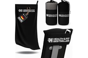 HEALTH & FIT BESTSELLER HEALTH & FIT Serviette de fitness de qualité supérieure avec aimant et poche zippée – Serviette de sport en microfibre, séchage rapide et compacte, idéale pour la gym et l'entraînement