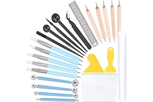 Hilitchi 24-teiliges Ton-Detail-Modellier-Set, inkl. Ball-Eingabestift, Doppelzweck-Silikon-Modellierwerkzeuge, für Anfänger, Profis und Heimwerker-Enthusiasten