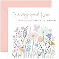 Old English Co. A Lovely Sister Birthday Card for Her - Butterfly Heart Red Blue Watercolour Artwork Birthday Card for Sister from Brother, Sibling - Cute Sister Birthday Card | Blank Inside