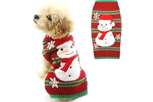 DELIFUR Pull de Neige pour Chien Bonhomme de Neige Noël Nouvel an Pull pour Petits Chiens et Chats (Bonhomme de Neige, M)
