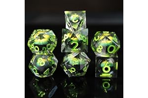 ELIFEL DnD Dadi Set Dadi D&D 7 Pezzi Occhio del Drago Mobili Bulbo Oculare Resina Gioco Particolari con Bordi Affilati Poliedrici Dadi per Dungeon Draghi Pathfinder RPG DND MTG con Confezione Regalo