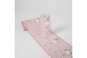 A.S. Création Cenefas Adhesivas Para Los Niños Lovely Kids Dancing Ballerina 5.00 m x 0.155 m Rosa Fabricado en Alemania 403722