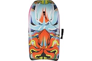 Koopp Large 33" Boogie Board Bodyboard Surfboard Float for Adults and Teens with Leash & Plug - Lightweight and Durable Foam Body Board for Beach, Ocean Surfing and Pool Fun - Octopus
