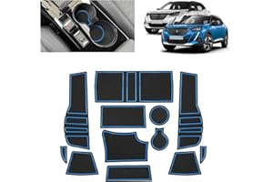 BSTW Tapis Anti-dérapant pour Peugeot 2008 E-2008 2020-2025 – Tapis en Caoutchouc Original pour Console Centrale, Porte-gobelets, Fente de Porte, Compatible avec Peugeot 2008 GT Line (Bleu)