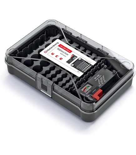 Boîte De Rangement Pour Piles EVA - 160 Emplacements Pour Toutes Tailles (AA, AAA, C, D, 9V, Pile Bouton) + Testeur De Pile Inclus