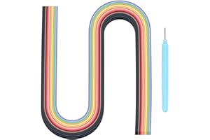 sourcing map Paper Quilling Kit, 21.3 Inch 15mm 36 Colors Paper Quilling Strips with Blue Pen for Beginners DIY Hand Crafts Teaching Tools Flower Decoration(Multi-Colored, Pack of 180)