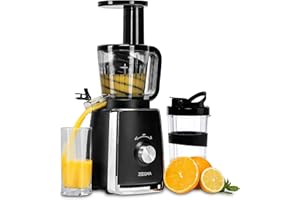 ZEEGMA SAP smoothie maker, presse-agrumes, légumes, fruits, herbes presse à basse vitesse, inverser 3 passoires en acier inoxydable, bouteille à valeur nutritionnelle maximale