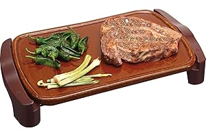 Jata GR559 Plancha de Asar de Terracota, Antiadherente, Resistencia al rayado, 1600 W, Medidas 46 x 28 cm, Resistencia en forma M, Fabricada en España, Fácil limpieza, Fabricación Artesanal, Bandeja recogesalsas