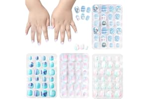 USMLICER 96 Pezzi Unghie Finte per Bambini, Unghie Finte Colorate per Ragazze Donne, Unghie Finte Acriliche per Ragazza Manicure per Manicure Decorazione Nail Art Fai da Te