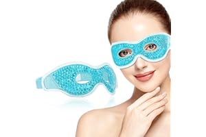 Clundoo Máscara de Gel para Ojos, Mascarilla Refrescante, Reutilizable Máscara para Dormir, Fría o Caliente, para Ojos Hinchados, Migrañas (A-Azul)