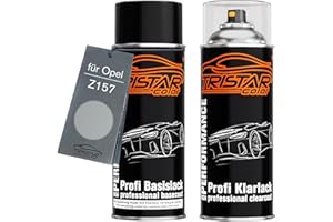TRISTARcolor Pintura automotriz Set de botes de spray para Opel Z157 Starsilber III Metallic/Star Silver II Metallic Pintura base pintura transparente aerosol 400 ml