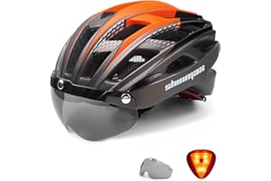 Shinmax Casco Bicicleta Adulto con Luz Casco MTB con Visera Magnética Desmontable Gafas Ajustable Seguridad de Protección para Montaña Casco Ciclismo Ultraligero Casco Bici Unisex Hombre Mujer NR-096