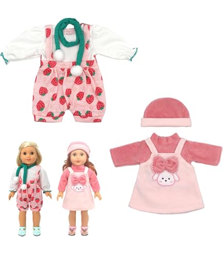 Xerteam Vestiti per bambole da 35 a 43 cm, vestiti per bambole, vestiti per bambole, 4 pezzi, felpa con cappuccio viola, pantaloni grigi, 1 paio di calzini, grucce, elemento animale, regali per