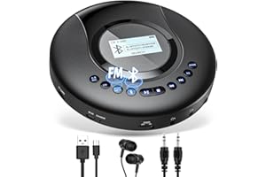 CD Player Tragbar, Arafuna Tragbarer CD-Player Bluetooth für Auto und Kinder, 2000mAh wiederaufladbarer Discman mit LCD-Bildschirm, Anti-Shock-Schutz FM, Kopfhörer