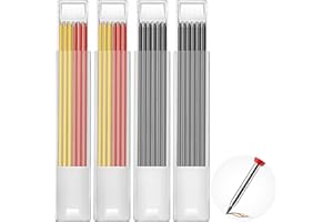 Hiboom 24 Mines de 2,8 mm pour Crayon de Menuisier, Solide Marqueur de Trous Profonds Construction Crayon de Remplacement, Gris Rouge Jaune pour Dessin D'architecte, Mines Seulement