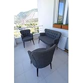 Balcony Chair-beacon-seat Set -tea Set Sofa-grey-linen -office Chair -wood
