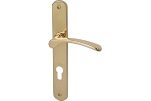 Alpertec Amos-LS 32740023 Poignée de porte en laiton poli PZ Poignée de porte pour porte d'entrée d'appartement Poignée des deux côtés