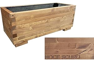 TOTAL WOOD 2012, Jardinera Modelo ISI, en Madera Vidrio Impregnada para Plantas con Vaina Interior, Complemento de Decoración, Made in Italy También a Medida (70x40x40, Nogal Oscuro)