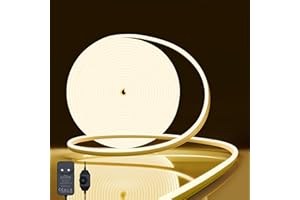 NELUX Tira Neón LED Impermeable y Flexible para Exterior o Interior de 10 metros y Blanco Cálido, Luces LED Neon Flex Regulable. Incluye Regulador de Intensidad y Adaptador 24V