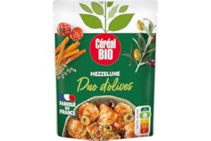 Céréal Bio - Mezzelune Duo d'olives - Pâtes végétales farcies bio et végan - Source de Protéines - 1 sachet de 280g