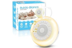 WS WorlsTrend - Máquina de Ruido Blanco para dormir Bebé - Aparato de 26 Sonidos Relajantes con Luz Nocturna Ajustable & Temporizador - Incluye Manual Sueño Bebé - Recargable por USB.