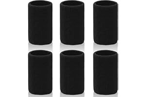 BORISCA 6 Pezzi Polsini Tennis Lunghi,Elastico Polsini Palestra Sudore, Nero Sportivi Polsini Padel, Assorbente Sportivo Polsino Sudore, Polsini Neri Stretti per il Tennis, Basket, Rugby, Corsa