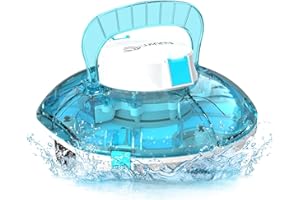 WINNY POOL CLEANER Winny 200 Poolroboter, Poolsauger kabellos mit Akku, 75 Min. Laufzeit, für Aufstellpools bis 60 m², Doppelfiltration, Automatisches Parken, Kompakt Leicht (Transparentes Blau)