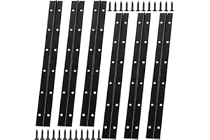 MUXHEL 6PCS Black Piano Hinge 12inch/300mm Heavy Duty Piano Hinges with Screws Stainless Steel Continuous Hinge with Holes for Piano Cabinet Door Window