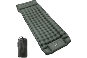 LIAILA Matelas Camping 1 Place, Matelas autogonflant 1 Personne 10cm, Matelas Gonflable 1 Personne, Matelas Gonflable Ultra léger avec Pompe à Pied pour Voyage, Plage, la Randonnée