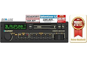 Blaupunkt Hamburg SQM 23 DAB, 1-DIN Autoradio, Youngtimer-Design, DAB+, Bluetooht, Freisprecheinrichtung, USB, Lenkradfernbedienung, Sub-Out, Variocolour, 4x50 Watt, 12V