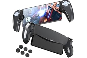 Mooroer Case for PlayStation Portal Remote Player,PlayStation Portal Protective Cover Removable PC Cover for PS5 Portal Accessories with 6 Thumb Stick Caps,Full Protection Scratch-Resistant,Black
