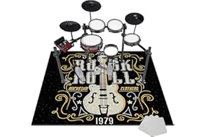 Tkuhknag Tapis de Tambour, Tapis de Batterie Antidérapant, Tapis Insonorisant, 130 x 100 cm Tapis Batterie électronique pour Grosse Caisse, Caisse Claire et Autres Instruments, Tapis pour Batterie