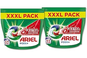 Ariel All-in-1 PODS Kapsułki do Prania, 104 Prań (2 x 52 Kapsułki), Extra Cleaning Power, Dogłębne Czyszczenie oraz Extra Stain Removal