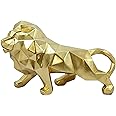 AURANCE Antique Gold Lion Statue — Durable Polyresin Sculpture for Home & Garden Decor, Majestic Animal Figurine, Indoor Outdoor Decorative Accent