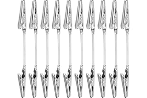 PATIKIL 10 Pcs Double Head Alligator Clip, Metal Long Hose Alligator Clip Memo Clips Strong Clip Picture Note Holders for DIY Note Photo Memo, Silver