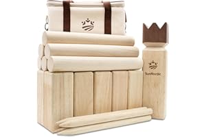 SunNordic Kubb Wikinger Wurfspiel, Schwedisches Schachspiel Aus Hochwertigem Gummibaumholz, Inklusive Tragetasche Aus Segeltuch Und Spielanleitung – Robustes Kubb Yard-Spiel FüR Kinder Und Erwachsene
